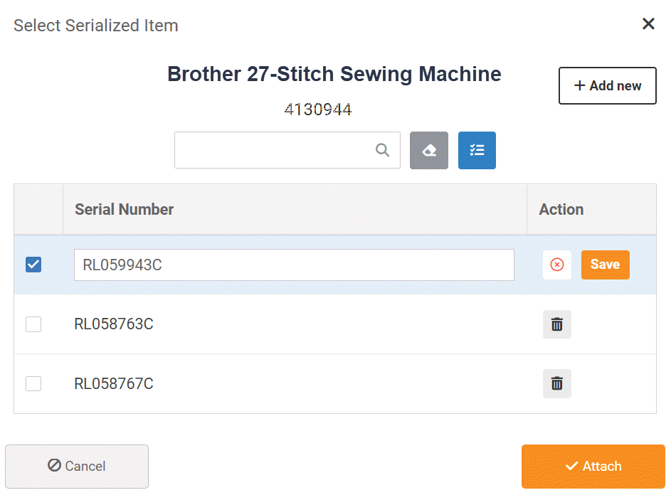 Serial Number Front Register _ MicroBiz Sewing